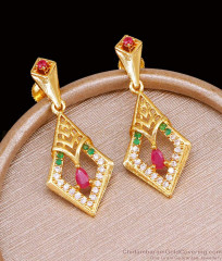 Stylish Ad Stone Long One Gram Gold Dangler Earring Party Wear Collection ER5352
