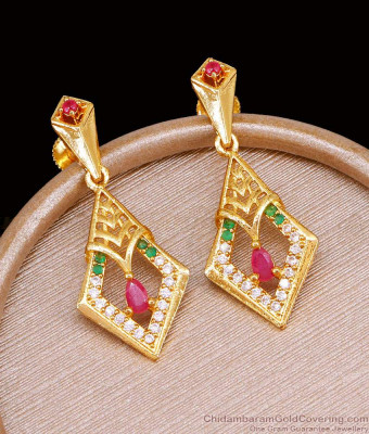 Stylish Ad Stone Long One Gram Gold Dangler Earring Party Wear Collection ER5352