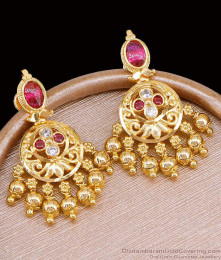 Beautiful Ruby White Kemp Stone Gold Imitation Dangler Earring Online ER5354
