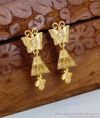 Stylish White Stone Butterfly Design Gold Plated Jhumki Earring Online ER5359 Stylish White Stone Butterfly Design Gold Plated Jhumki Earring Online ER5359