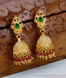 Traditional Hanging Beads Design Gold Jhumki Stone Earring ER5363