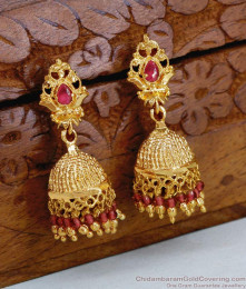 High Quality Ruby Stone Gold Plated Jhumki Earring Bridal Jewelry ER5364