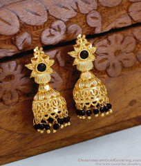 Latest Black Hanging Beads Peacock Gold Jhumki Design For Women ER5366