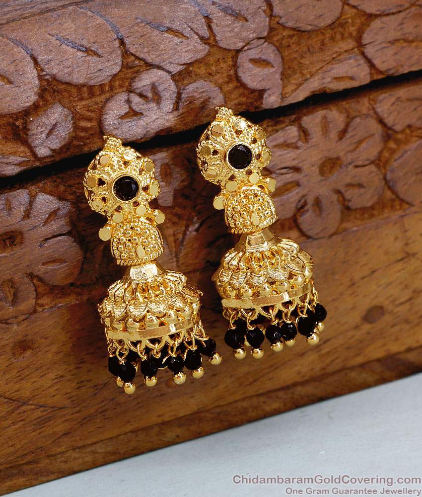 Traditional Gold Imitation Black Stone Jhumki Earring For Women ER5367
