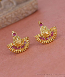 Traditional Lakshmi Design Gold Imitation Earring WIth Ruby Stones ER5376