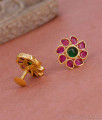 Stylish Ruby Green Kemp Stone Gold Imitation Studs Party Wear Earring ER5378