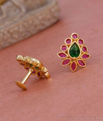 Bridal Wear Gold Imitation Kemp Stone Earring Flower Design ER5379 Bridal Wear Gold Imitation Kemp Stone Earring Flower Design ER5379