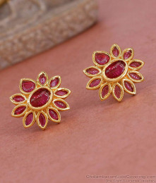Glittering Ruby Kemp Stone Micro Gold Polish Earring For Function ER5381