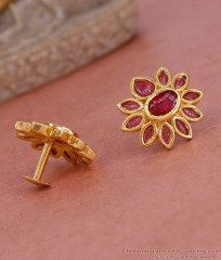 Glittering Ruby Kemp Stone Micro Gold Polish Earring For Function ER5381