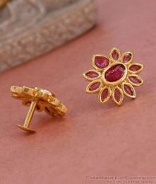 Glittering Ruby Kemp Stone Micro Gold Polish Earring For Function ER5381