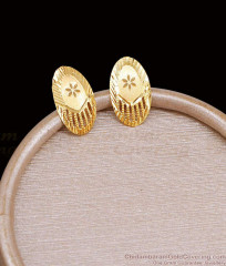 Plain Gold Plated Stud Earring Oval Shaped Design Online ER5382