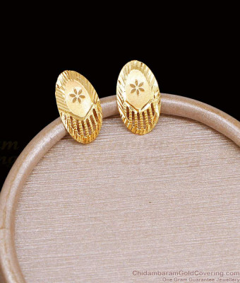 Plain Gold Plated Stud Earring Oval Shaped Design Online ER5382