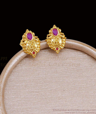 Ruby Stone Gold Imitation Lakshmi Earring At Affordable Price ER5385