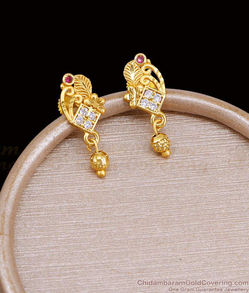 Classic Micro Gold Plated Ad Stone Earring For College Wear ER5387