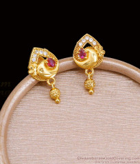 Real Gold Look Ad Stone Floral Stud Earring At Affordable Price ER5392