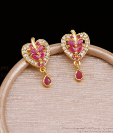 Attractive Ad Stone Heart Studs Gold Imitation Earring ER5399