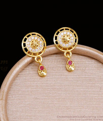 Latest Micro Gold Polish Ad Stone Earring For Party Wear ER5400