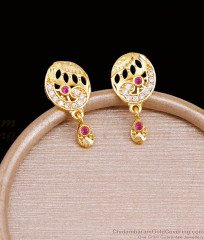 High Quality Gold Plated Peacock Earring With Ruby White Stone ER5401