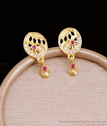 High Quality Gold Plated Peacock Earring With Ruby White Stone ER5401