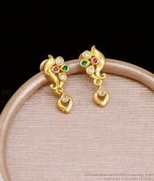 Daily Wear Gold Imitation Earring Floral Design With Multi Stone ER5404