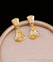 Party Wear Micro Gold Polish Earring White Stone Danglers ER5405