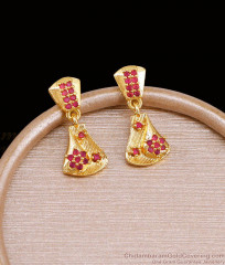 Glittering Ruby Stone Gold Imitation Earring For Wedding ER5406