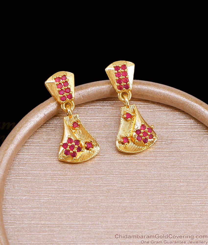 Glittering Ruby Stone Gold Imitation Earring For Wedding ER5406 Glittering Ruby Stone Gold Imitation Earring For Wedding ER5406