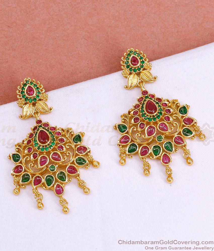 Grand Bridal Wear Kemp Stone Gold Imitation Earring Collections ER5407