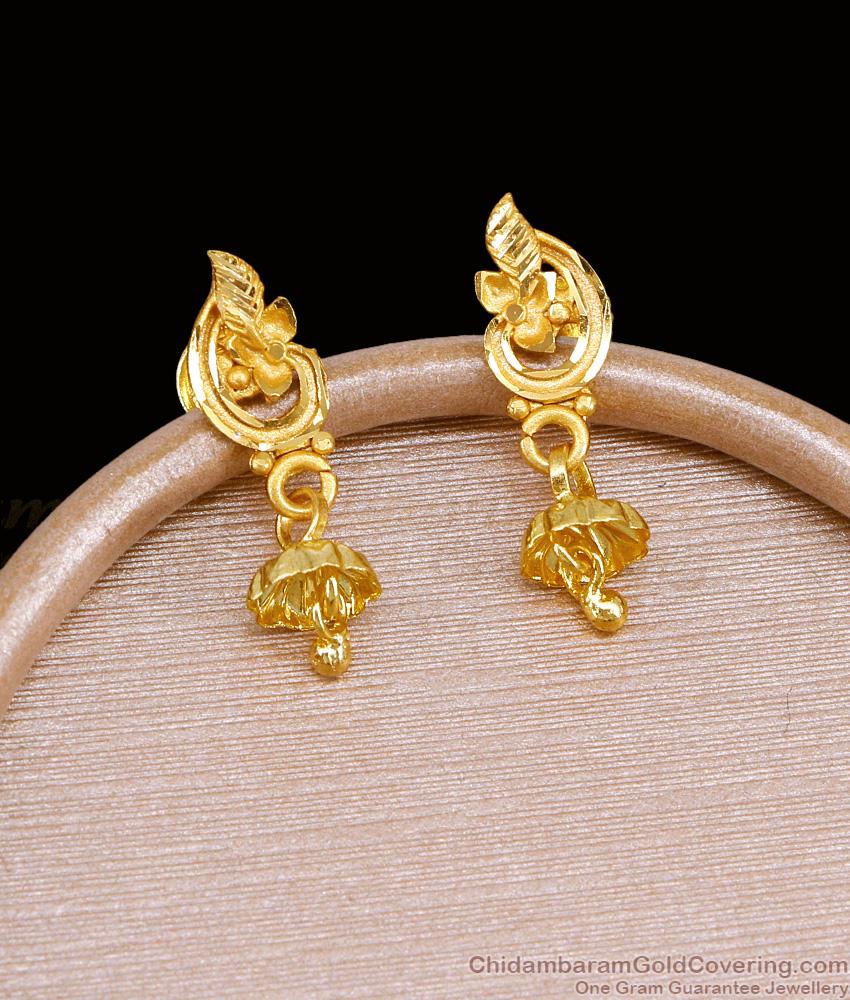 Latest Two Gram Gold Floral Jhumkas Bridal Earring Collections ER5411 Latest Two Gram Gold Floral Jhumkas Bridal Earring Collections ER5411
