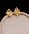 Traditional Screw Back Gold Plated Stud Earring Lakshmi Design With Stone ER5418 Traditional Screw Back Gold Plated Stud Earring Lakshmi Design With Stone ER5418
