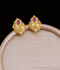 Traditional Screw Back Gold Plated Stud Earring Lakshmi Design With Stone ER5418 Traditional Screw Back Gold Plated Stud Earring Lakshmi Design With Stone ER5418