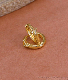 Light Weight One Gram Gold Hoop Earring With White Stone ER5421