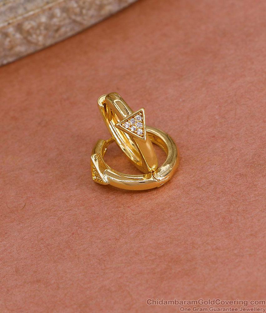 Light Weight One Gram Gold Hoop Earring With White Stone ER5421 Light Weight One Gram Gold Hoop Earring With White Stone ER5421