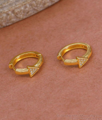Light Weight One Gram Gold Hoop Earring With White Stone ER5421