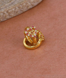 Stylish Heart Shaped Gold Plated Hoop Earring With Stone ER5423