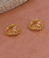 Stylish Heart Shaped Gold Plated Hoop Earring With Stone ER5423 Stylish Heart Shaped Gold Plated Hoop Earring With Stone ER5423