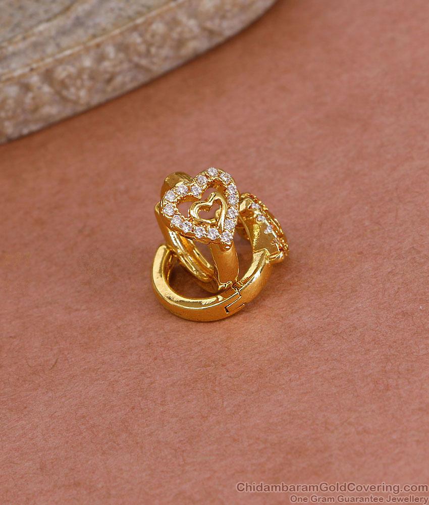 Full White Stone Heart Shaped Hoop Earring For Women Fashion ER5424 Full White Stone Heart Shaped Hoop Earring For Women Fashion ER5424