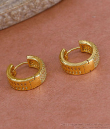 New Arrival One Gram Gold Hoope Earring White Stone Design ER5425 New Arrival One Gram Gold Hoope Earring White Stone Design ER5425