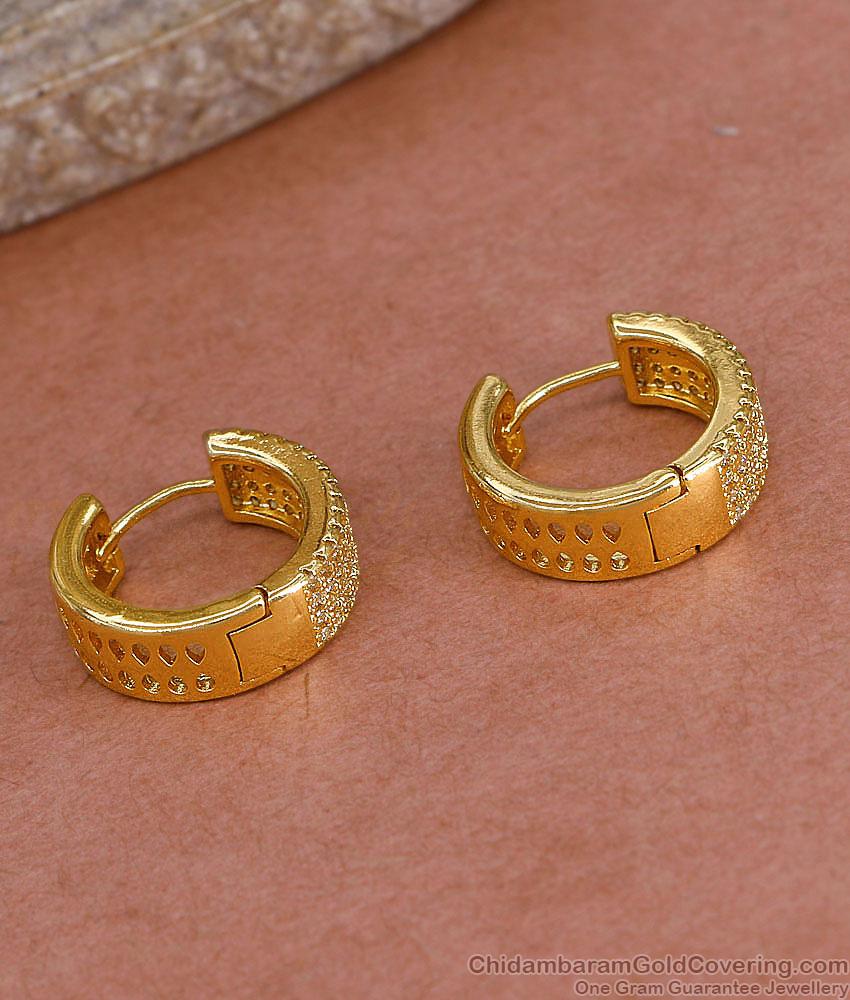 New Arrival One Gram Gold Hoope Earring White Stone Design ER5425 New Arrival One Gram Gold Hoope Earring White Stone Design ER5425