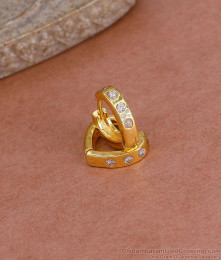 Light Weight White Stone Gold Hoop Earring At Affordable Price ER5426