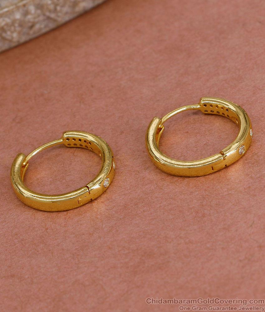 Buy Micro Gold Plated Small Hoop Earring With White Stone ER5427 Buy Micro Gold Plated Small Hoop Earring With White Stone ER5427