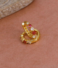 Beautiful Ruby White Ad Stone Hoop Earring Gold Imitation Jewelry ER5429