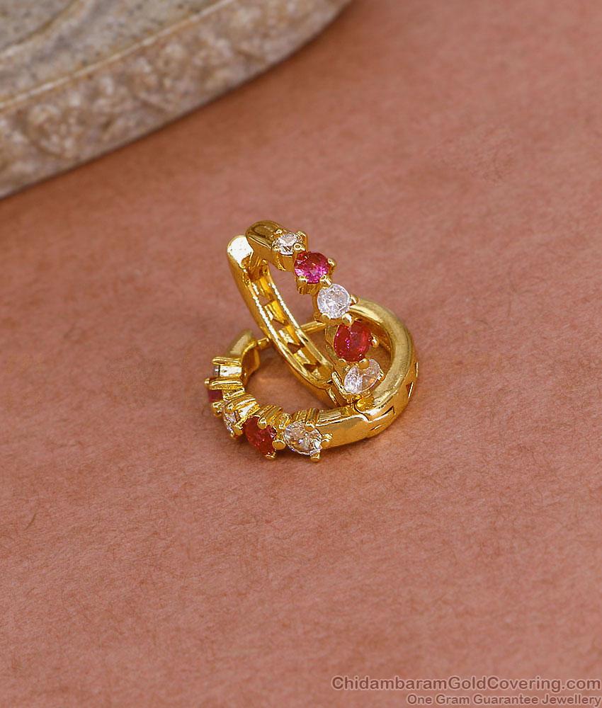 Beautiful Ruby White Ad Stone Hoop Earring Gold Imitation Jewelry ER5429 Beautiful Ruby White Ad Stone Hoop Earring Gold Imitation Jewelry ER5429