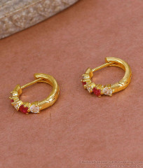 Beautiful Ruby White Ad Stone Hoop Earring Gold Imitation Jewelry ER5429 Beautiful Ruby White Ad Stone Hoop Earring Gold Imitation Jewelry ER5429