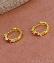 Beautiful Ruby White Ad Stone Hoop Earring Gold Imitation Jewelry ER5429 Beautiful Ruby White Ad Stone Hoop Earring Gold Imitation Jewelry ER5429