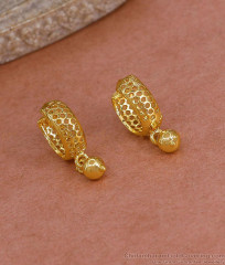 Plain Honey Comb Design Gold Hoop Earring Shop Online Price ER5432