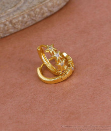 Trendy White Stone Gold Imitation Hoop Earring Star Design ER5434