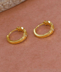 Trendy White Stone Gold Imitation Hoop Earring Star Design ER5434 Trendy White Stone Gold Imitation Hoop Earring Star Design ER5434