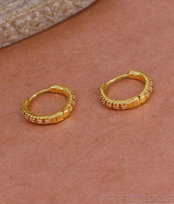 Small Gold Imitation Stone Hoop Earring For Regular Use Online ER5435