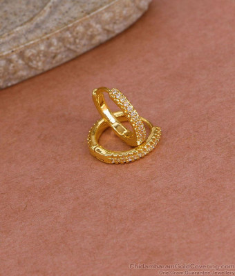 Beautiful White Stone Gold Plated Hoop Earring Shop Online ER5436